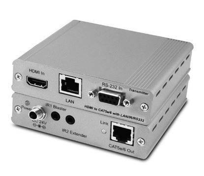 Picture of CYP HDMI HDBaseT Transmitter. HDMI High-speed, PoE, LAN & RS232