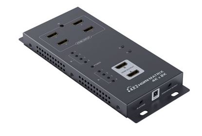 Picture of LENKENG HDMI Matrix Switch with 4x HDMI inputs & 2x HDMI Outputs.