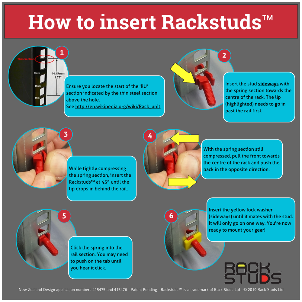 RACKSTUDS Series II 20-pack Maroon Smart Rack Mounting System.