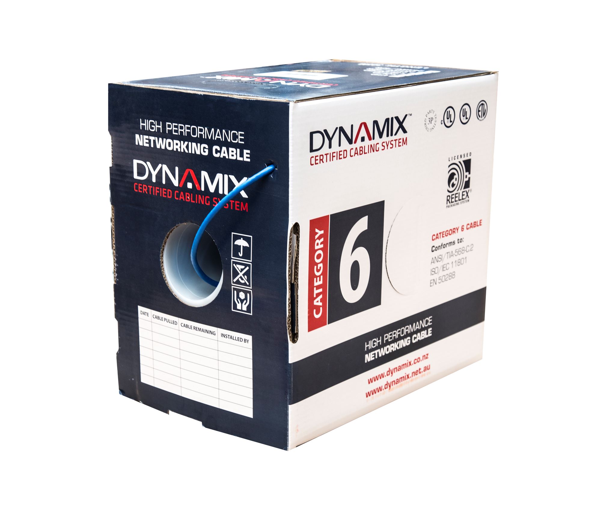 Dynamix 305m Cat6 Blue Utp Solid Cable Roll 250mhz 23awgx4p Pvc