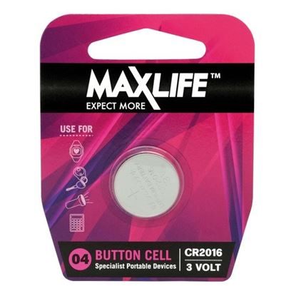 Picture of MAXLIFE CR2016 Lithium Button Cell Battery. 1Pk.