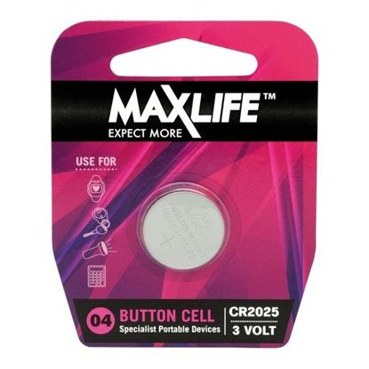 Picture of MAXLIFE CR2025 Lithium Button Cell Battery. 1Pk.