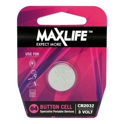 Picture of MAXLIFE CR2032 Lithium Button Cell Battery. 1Pk. (Available in Box of