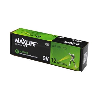 Picture of MAXLIFE 9V Alkaline Battery 12 BULK Pack
