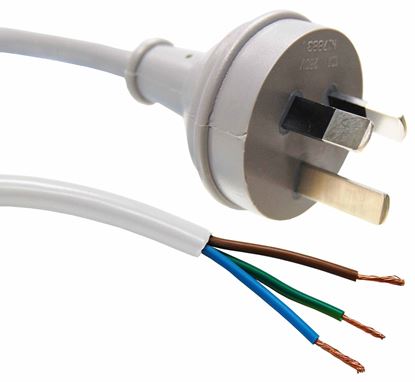 Picture of DYNAMIX 2M 3-Pin Plug to Bare End, 3 Core 1mm Cable, White Colour SAA