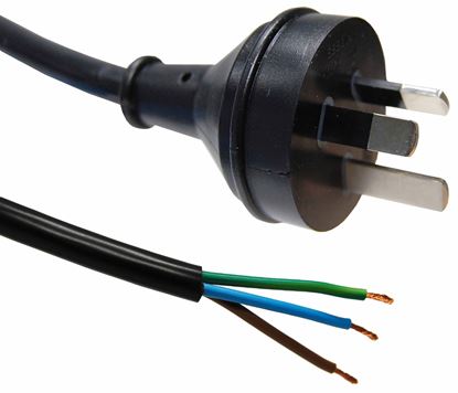 Picture of DYNAMIX 4M 3Core 1mm Bare Wire to 3-Pin Power Plug 10A