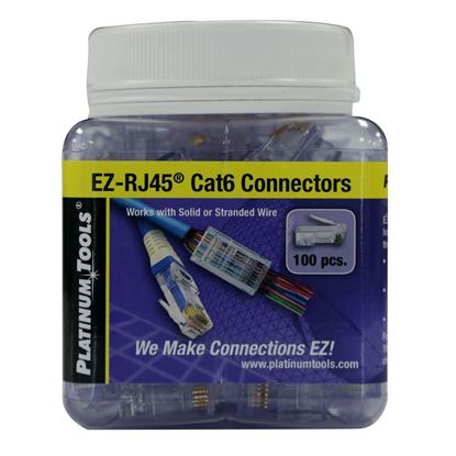 Picture of PLATINUM TOOLS Cat6 EZ-RJ45 Plug. Easy install RJ45 plug for Cat6
