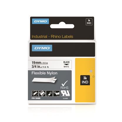 Picture of DYMO Genuine Rhino Industrial Labels-Flexible Nylon 19mm Black on