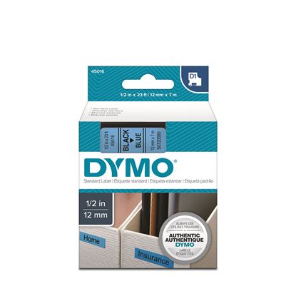Picture of DYMO Genuine D1 Label Cassette Tape 12mm x 7M,Black on Blue