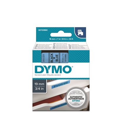 Picture of DYMO Genuine D1 Label Cassette Tape 19mm x 7M, Black on Blue