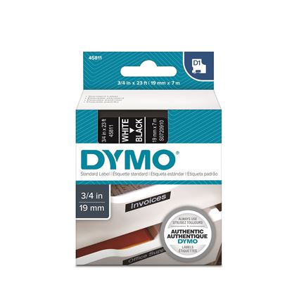 Picture of DYMO Genuine D1 Label Cassette Tape 19mm x 7M,  White on Black