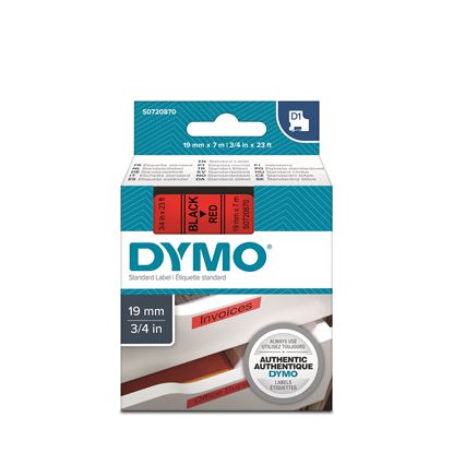 Picture of DYMO Genuine D1 Label Cassette Tape 19mm x 7M, Black on Red