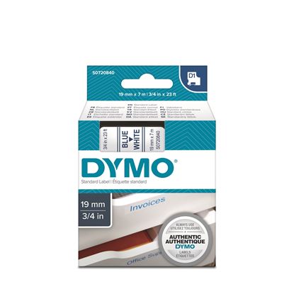Picture of DYMO Genuine D1 Label Cassette Tape 19mm x 7M, Blue on White