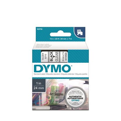 Picture of DYMO Genuine D1 Label Cassette Tape 24mm x 7M,  Black on Clear