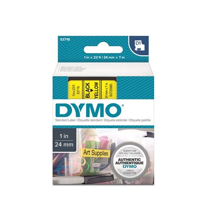 Picture of DYMO Genuine D1 Label Cassette Tape 24mm x 7M, Black on Yellow
