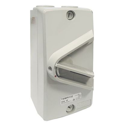 Picture of TRADESAVE Weatherproof Isolator Switch,1 Pole, IP66, 32A, Grey
