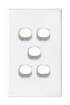 Picture of TRADESAVE 16A 2-Way Vertical 5 Gang Switch. Moulded in Flame Resistant
