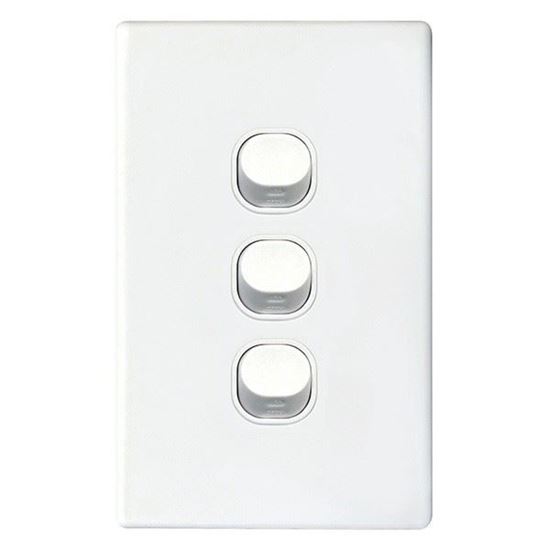 Picture of TRADESAVE 16A 2-Way Vertical 3 Gang Switch. Moulded in Flame Resistant
