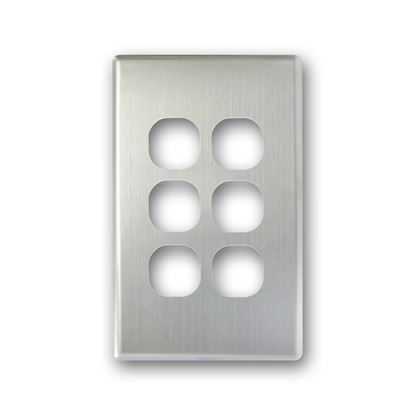 Picture of TRADESAVE Switch Cover Plate, 6 Gang, Silver Aluminium.