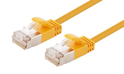 Picture of DYNAMIX 0.25m Cat6A S/FTP Yellow Slimline Shielded 10G Patch Lead