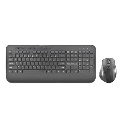 Picture of PROMATE Wireless Ergonomic Keyboard & Contoured Mouse.