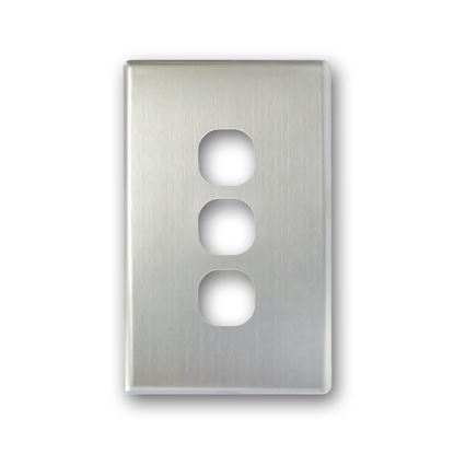 Picture of TRADESAVE Switch Cover Plate, 3 Gang, Silver Aluminium.