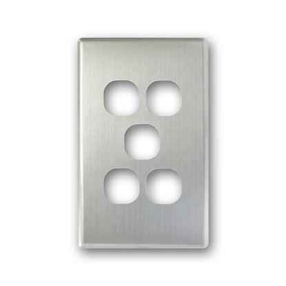 Picture of TRADESAVE Switch Cover Plate, 5 Gang, Silver Aluminium.