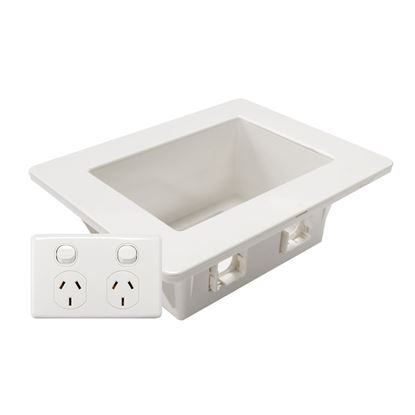 Picture of DYNAMIX Recessed Wall Box with 2x AMDEX style outlets. Incl. 2x ports