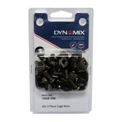 Picture of DYNAMIX 20pc Pack, 3 Piece Cage Nut, Black (Re-sealable Pack) M6