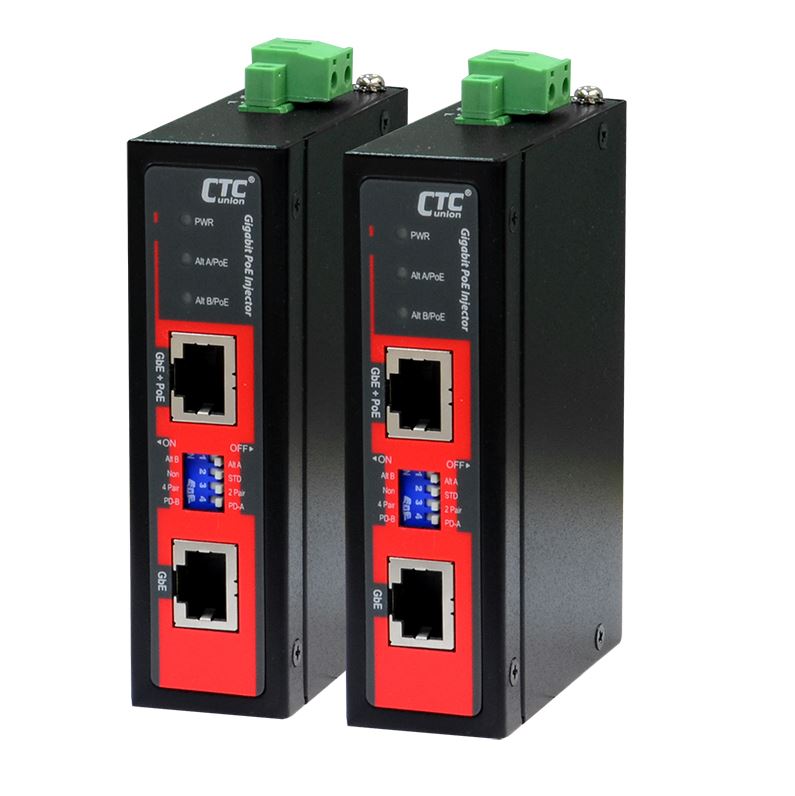 . CTC UNION 1 Port Gigabit 48V DC PoE Injector. -10C~60C. PoE+ power