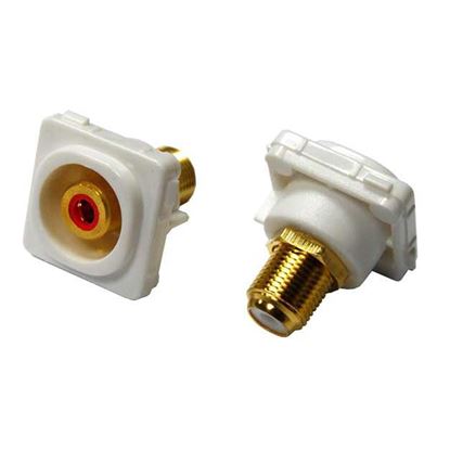 Picture of AMDEX Red RCA to F Connector. Gold Plated