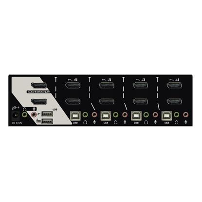 Picture of REXTRON 4 Port Dual DisplayPort USB KVM Switch with Audio. Dual