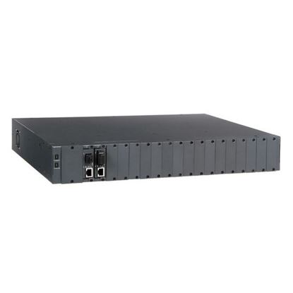 Picture of CTS 18 Slot Compact Media Converter Chassis. 19' (1.5RU) with 1x fixed
