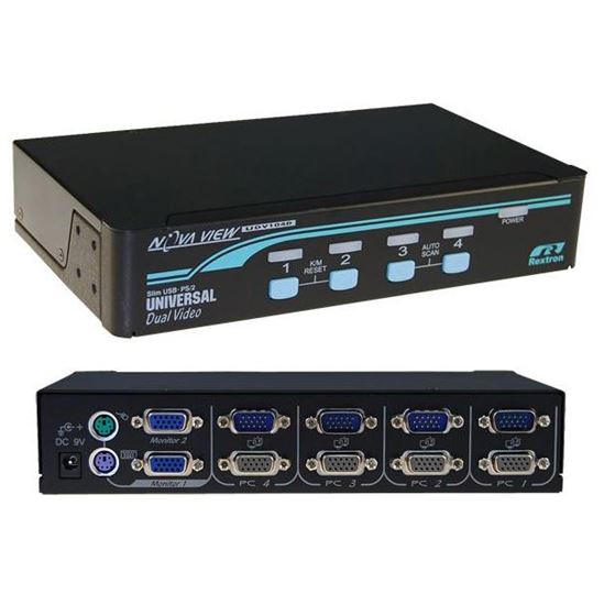 Picture of REXTRON 1-4 USB/PS2 Dual Video (VGA) KVM Switch. 4x 1.8m USB