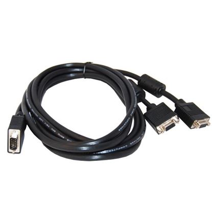 Picture of DYNAMIX 2m VGA Monitor Splitter Cable. (HD DB15M to 2x HD DB15F)