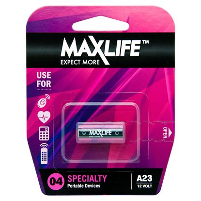 Picture of MAXLIFE A23 Alkaline 12V Battery. 1Pk.