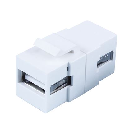 Picture of DYNAMIX USB 2.0 Keystone Jack. USB-A Female to Female Connectors.