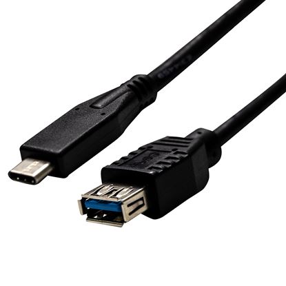 Picture of DYNAMIX 1M, USB 3.1 USB-C Male to USB-A Female Cable. Black Colour.