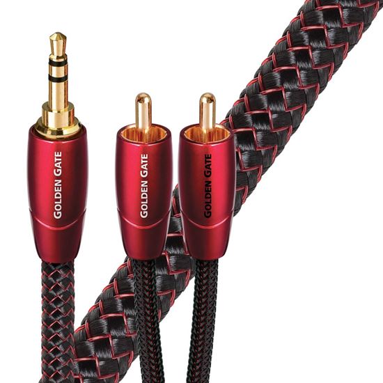 Picture of AUDIOQUEST Golden Gate 1.5M 3.5mm- 2 RCA. Solid perf surface copper