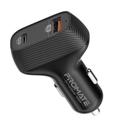 Picture of PROMATE 33W Car Charger with 20W USB-C & 30W USB-A Ports.