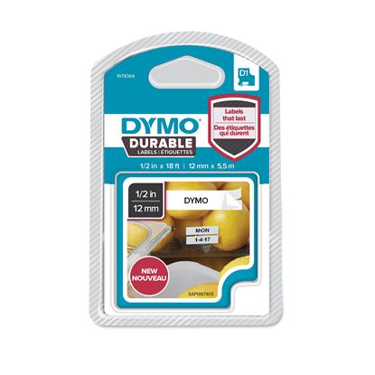 Picture of DYMO Genuine D1 Extra-Strength Durable Labels. 12mm x 5.5m Black