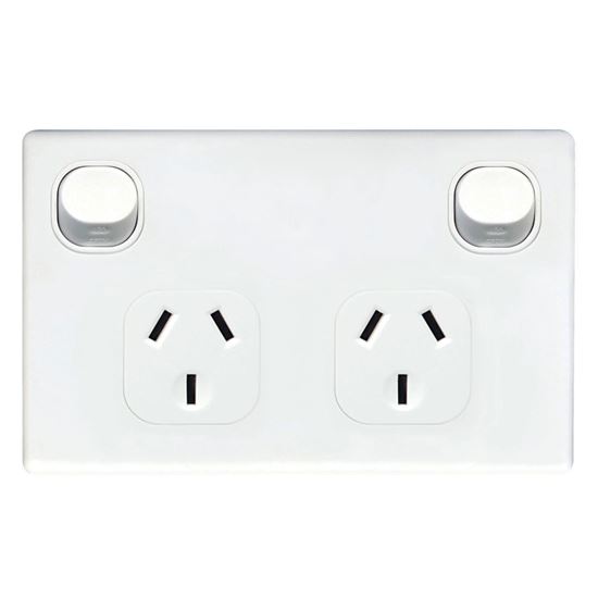 Picture of TRADESAVE Double 10A Horizontal Power Point. Removable Cover
