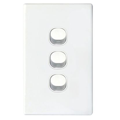 Picture of TRADESAVE Slim 16A 2-Way Vertical 3 Gang Switch. Moulded in Flame