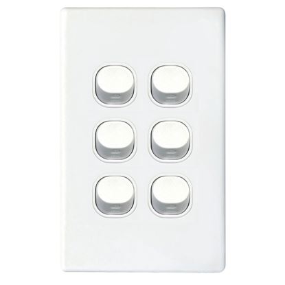 Picture of TRADESAVE 16A 2-Way Vertical 6 Gang Switch. Moulded in Flame Resistant
