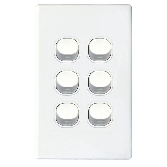 Picture of TRADESAVE 16A 2-Way Vertical 6 Gang Switch. Moulded in Flame Resistant