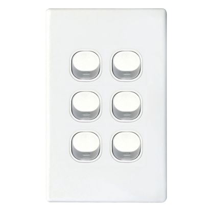 Picture of TRADESAVE Slim 16A 2-Way Vertical 6 Gang Switch. Moulded in Flame