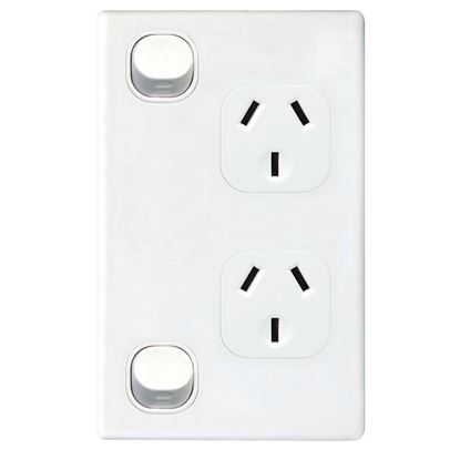 Picture of TRADESAVE Double 10A Vertical Power Point. Removable Cover.
