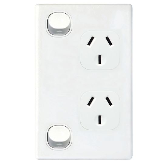 Picture of TRADESAVE Double 10A Vertical Power Point. Removable Cover.