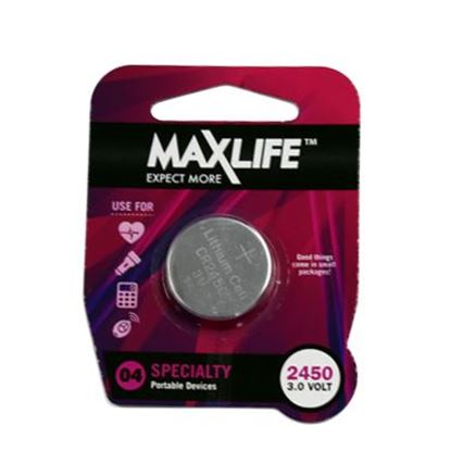 Picture of MAXLIFE CR2450 Lithium Button Cell Battery. 1Pk.