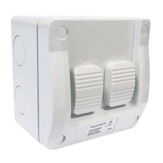 Picture of TRADESAVE 2 Gang Weatherproof Switch, 15A,IP66, Grey heavy duty